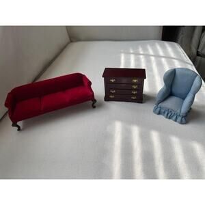 3 Pc. Dollhouse Furniture Couch, Dresser, & Chair